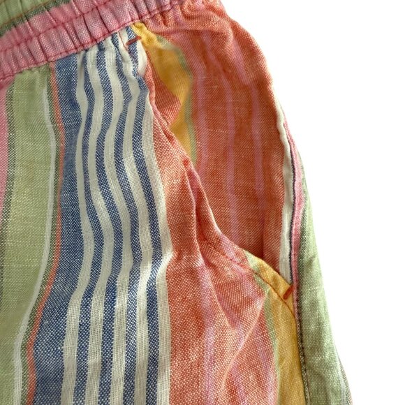 C&C California Colorful Stripe Pull-on Linen Cropped Pants Women Small Multicolo - Picture 2 of 7